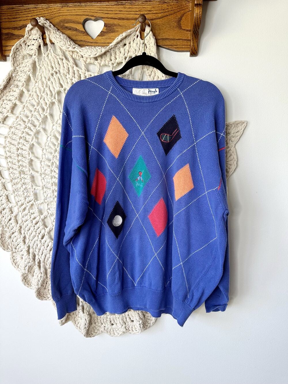 Pringle Of Scotland Nick Faldo Vintage 80s Citton Argyle Golf Sweater Size XL